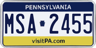 PA license plate MSA2455