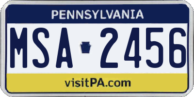 PA license plate MSA2456
