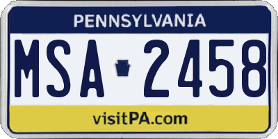 PA license plate MSA2458