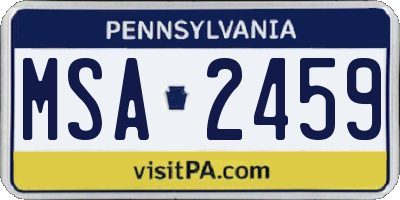 PA license plate MSA2459