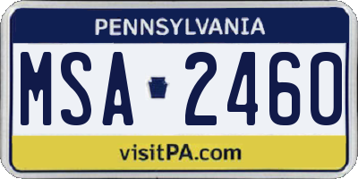 PA license plate MSA2460