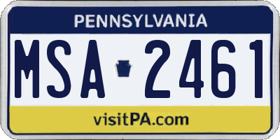 PA license plate MSA2461