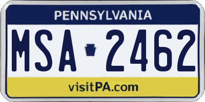 PA license plate MSA2462