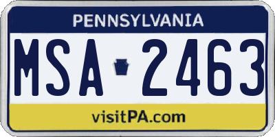 PA license plate MSA2463
