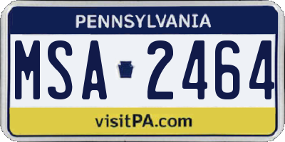 PA license plate MSA2464