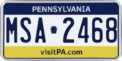 PA license plate MSA2468