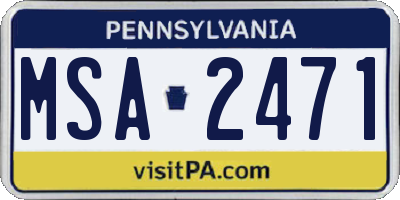 PA license plate MSA2471