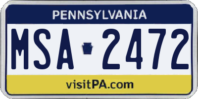 PA license plate MSA2472