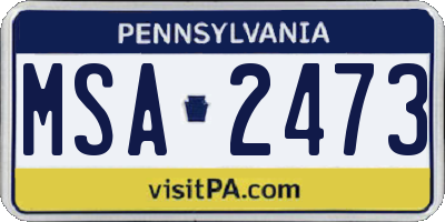 PA license plate MSA2473