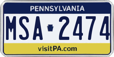 PA license plate MSA2474