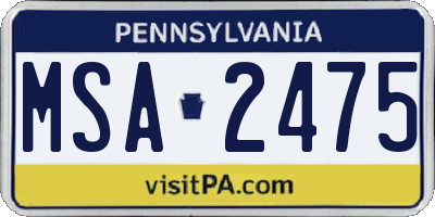 PA license plate MSA2475