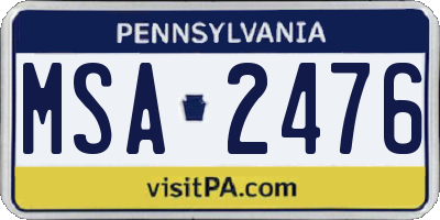 PA license plate MSA2476