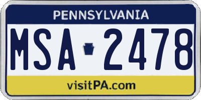 PA license plate MSA2478