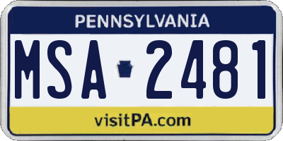 PA license plate MSA2481