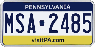 PA license plate MSA2485