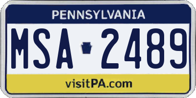 PA license plate MSA2489
