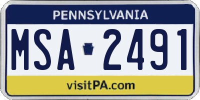 PA license plate MSA2491