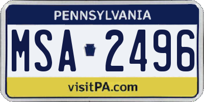 PA license plate MSA2496