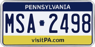 PA license plate MSA2498