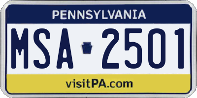 PA license plate MSA2501