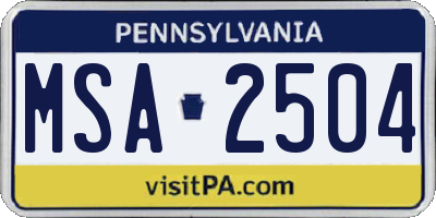 PA license plate MSA2504