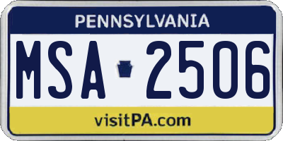 PA license plate MSA2506