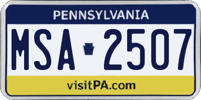 PA license plate MSA2507