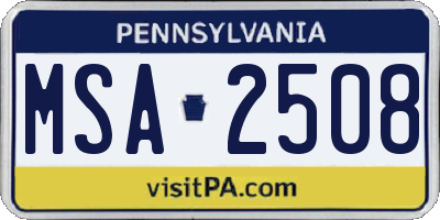 PA license plate MSA2508