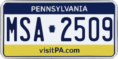 PA license plate MSA2509