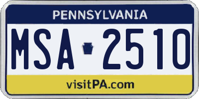 PA license plate MSA2510