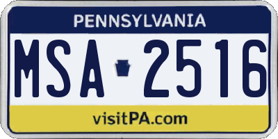 PA license plate MSA2516