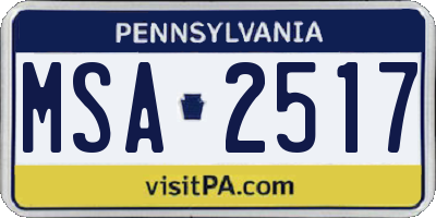 PA license plate MSA2517