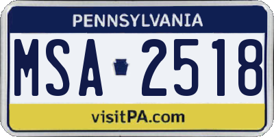 PA license plate MSA2518