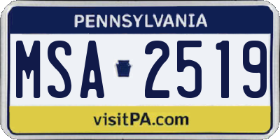 PA license plate MSA2519