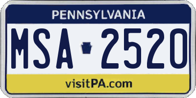 PA license plate MSA2520