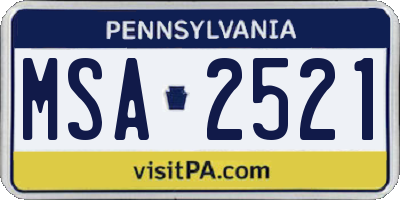 PA license plate MSA2521