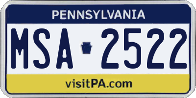 PA license plate MSA2522