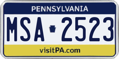 PA license plate MSA2523