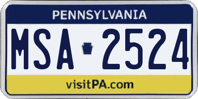 PA license plate MSA2524