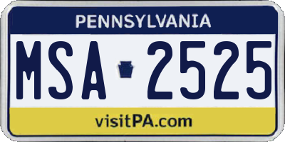 PA license plate MSA2525