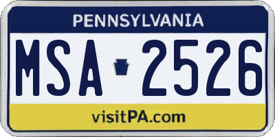 PA license plate MSA2526