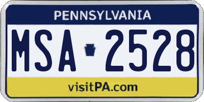 PA license plate MSA2528