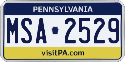 PA license plate MSA2529