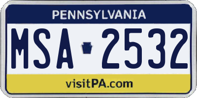 PA license plate MSA2532