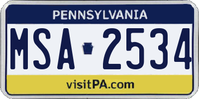 PA license plate MSA2534