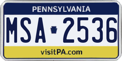 PA license plate MSA2536
