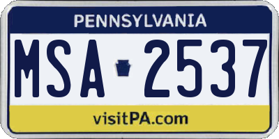 PA license plate MSA2537