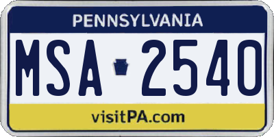 PA license plate MSA2540