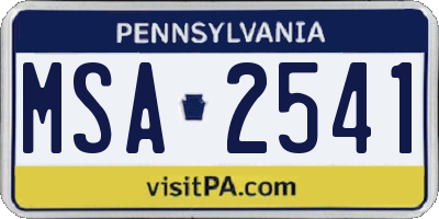 PA license plate MSA2541