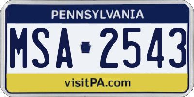 PA license plate MSA2543